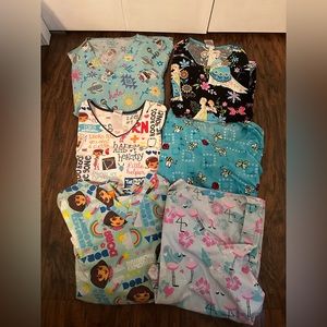 Printed scrub tops bundle of 6!